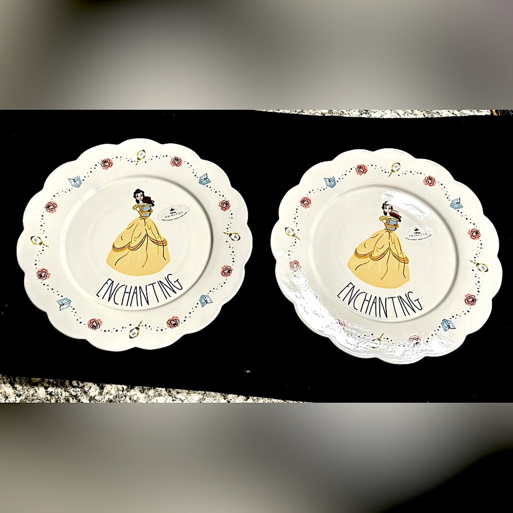 Rae Dunn Disney Princess Belle Dinner Plate Enchanting X 2 - New